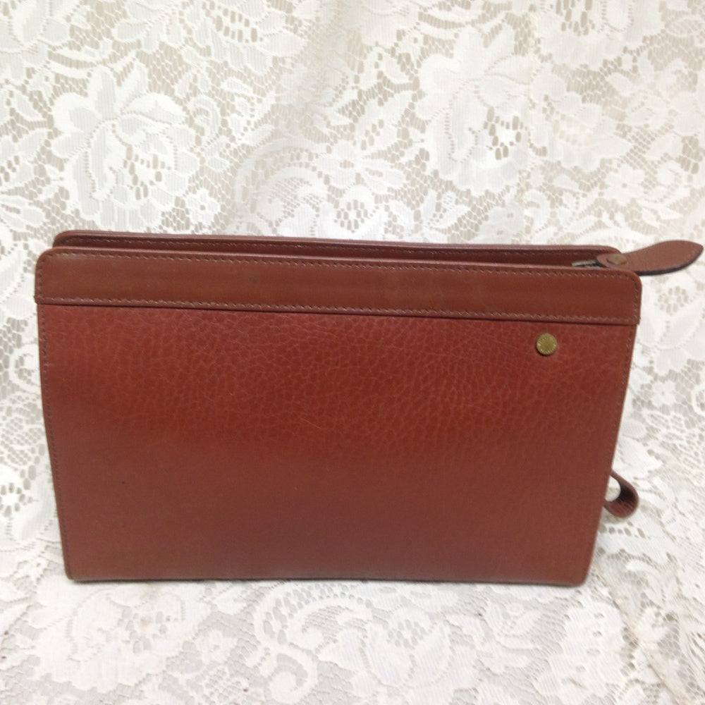 Authentic Burberrry, Tan-Brown Leather Mens Clutch