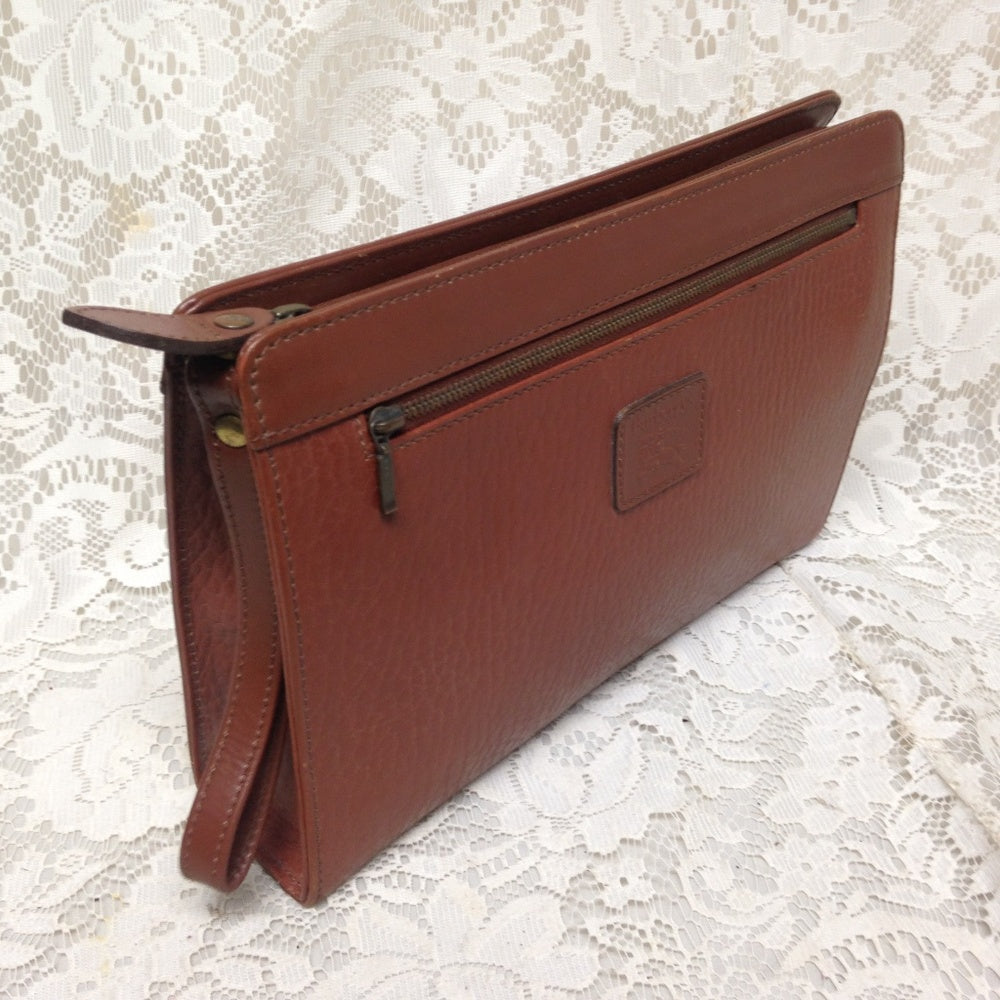 Authentic Burberrry, Tan-Brown Leather Mens Clutch