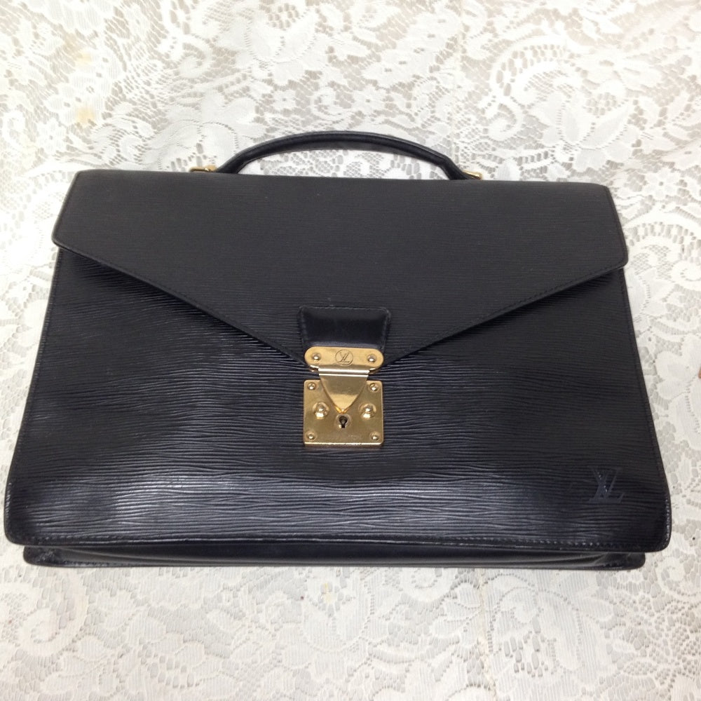 Louis Vuitton Black Epi Leather 2-Gusset Briefcase