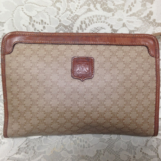 Celine, Paris, Italy Cream Mono Cosmetic Pouch