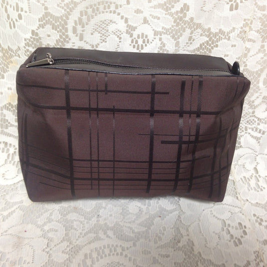 Ferragamo Brown Coated Canvas Cosmetic Pouch  8in
