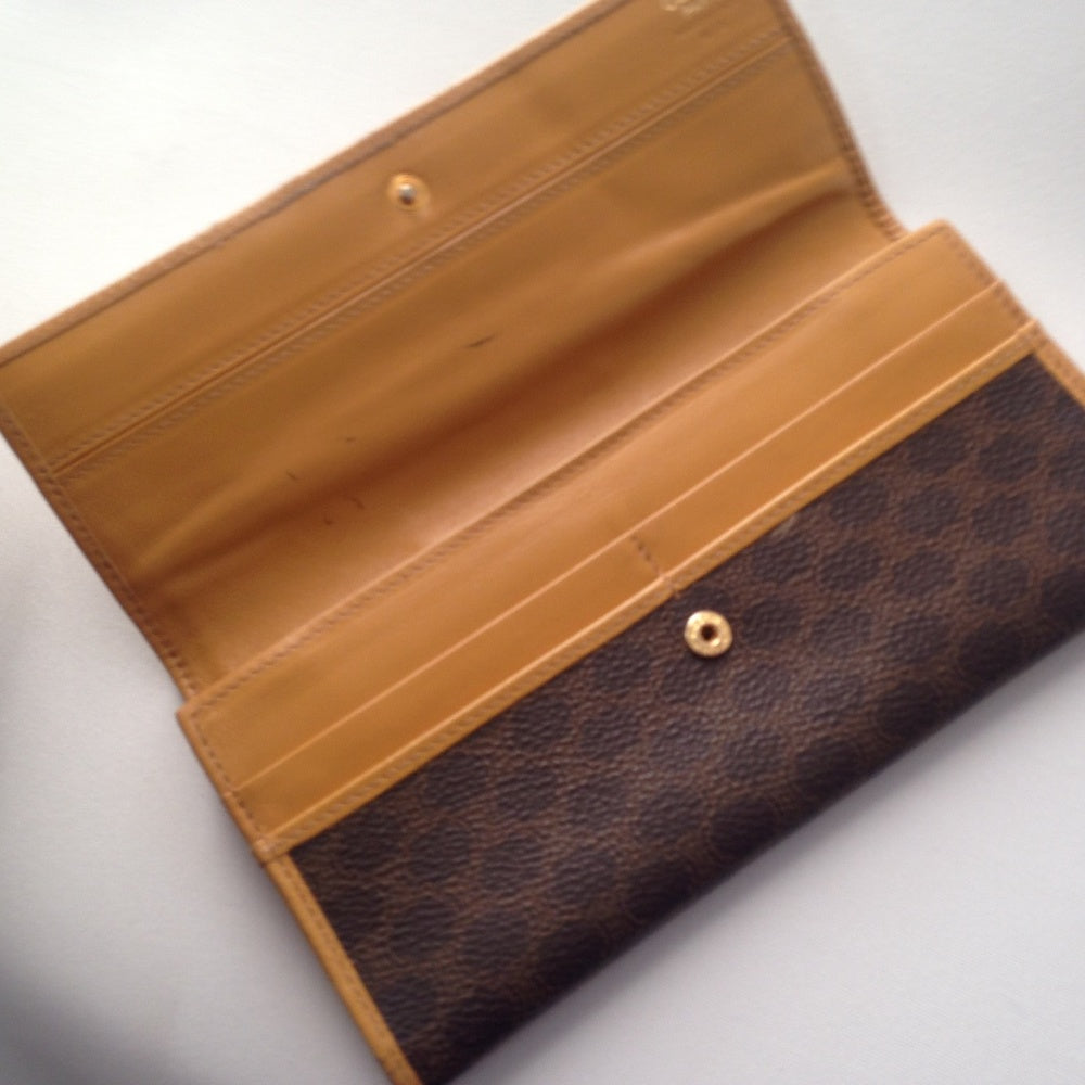 Authentic, Celine Canvas Brown Macadam Long Wallet