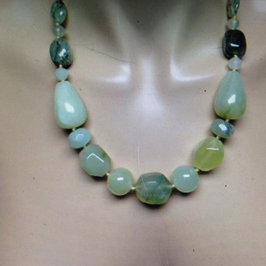 Chunky Green Jade Beads, 22in Beaded Necklace