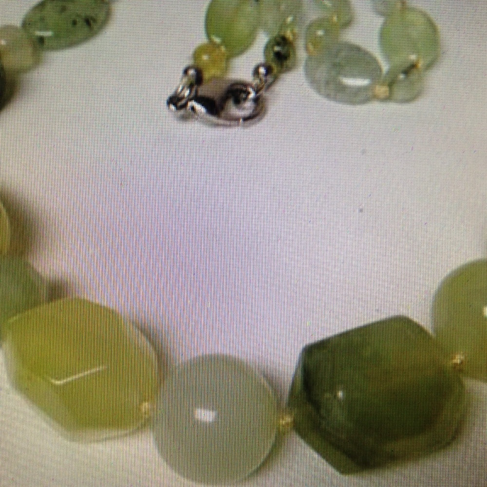 Chunky Green Jade Beads, 22in Beaded Necklace