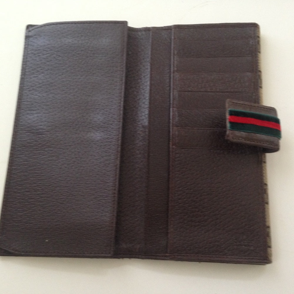 Authentic, Gucci Brown Canvas with Leather Trim, L