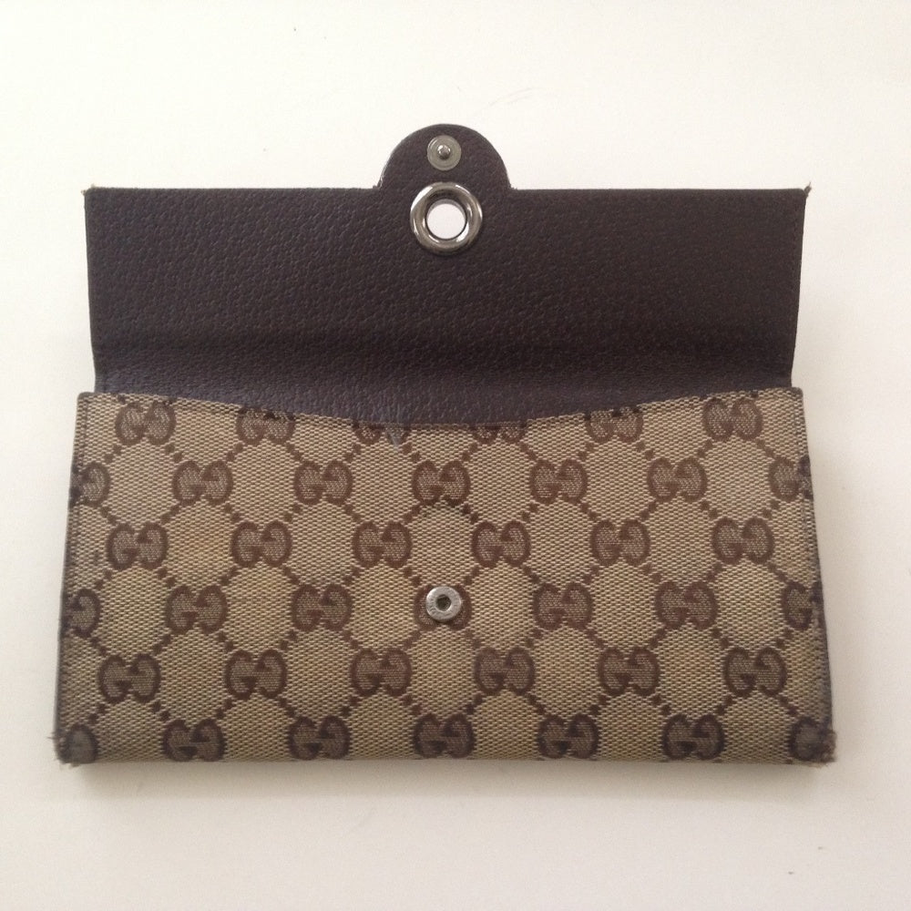 Authentic, Gucci Brown Canvas with Leather Trim, L