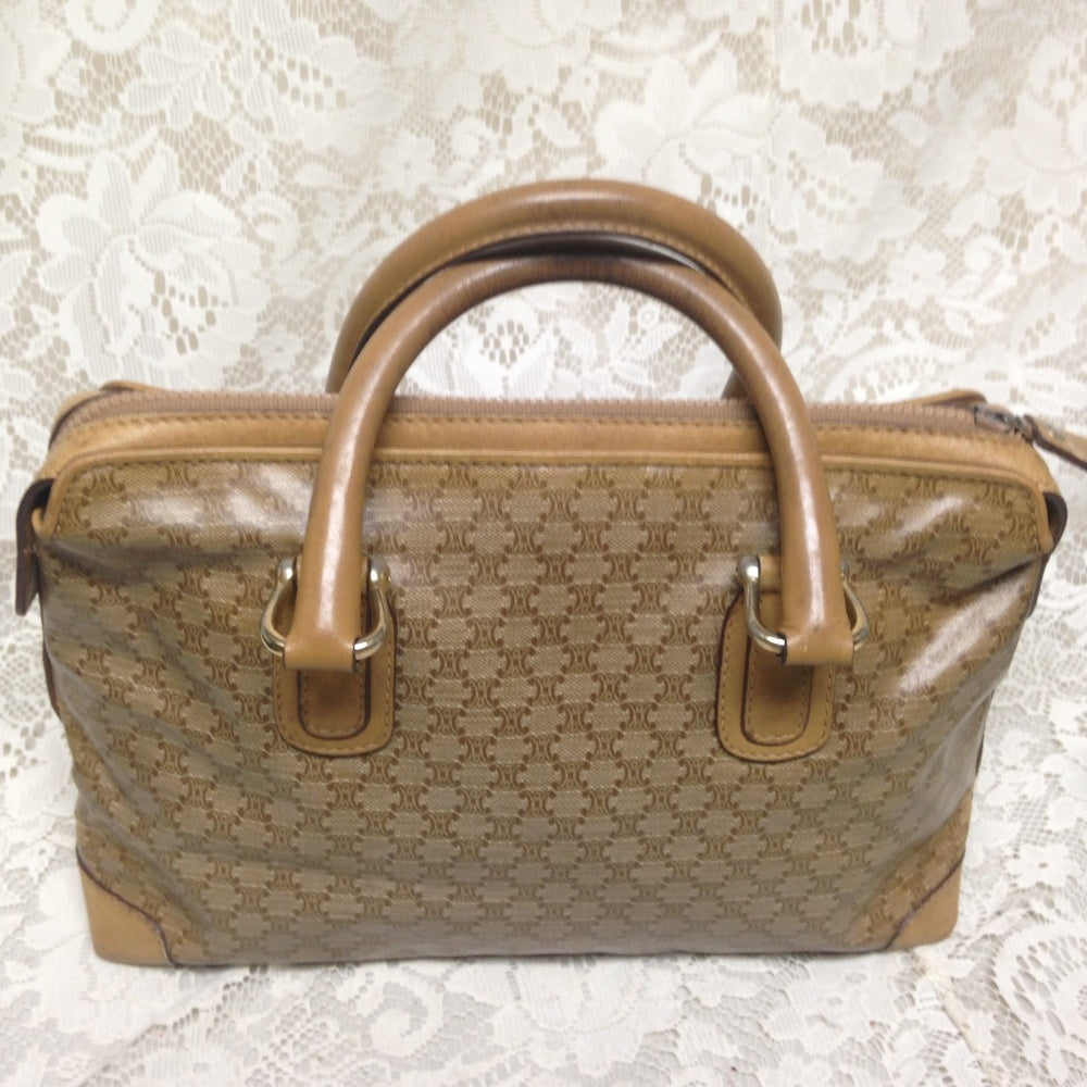 Celine,  Beige Macadam Handbag 12in x 7in x 4in
