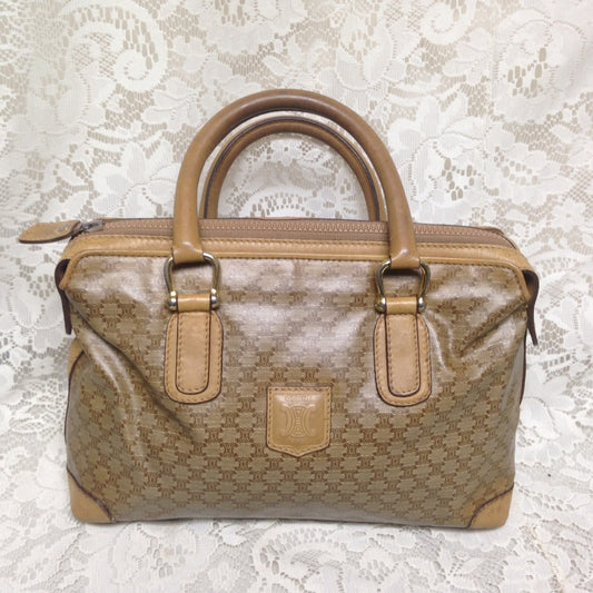 Celine,  Beige Macadam Handbag 12in x 7in x 4in