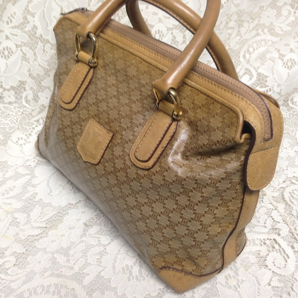 Celine,  Beige Macadam Handbag 12in x 7in x 4in