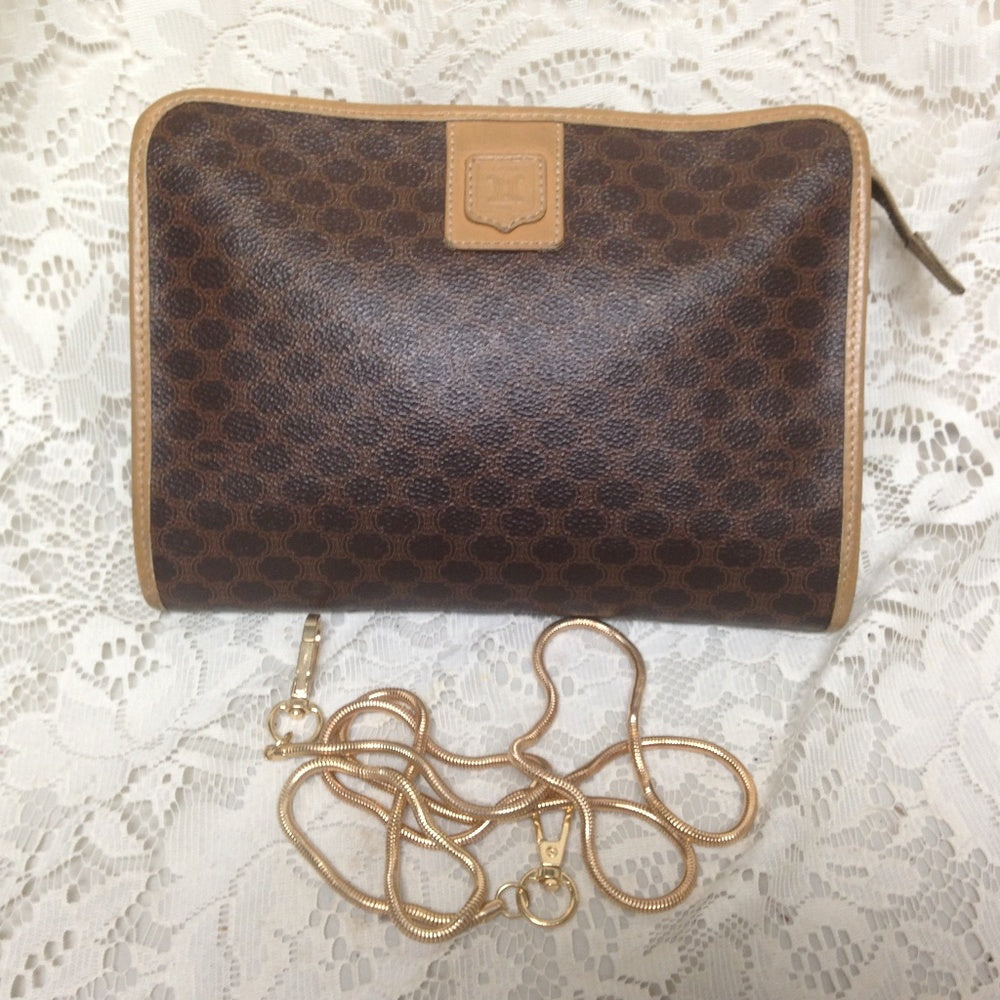 Celine, Brown Mono 2-way Clutch ,Crossbody Handbag