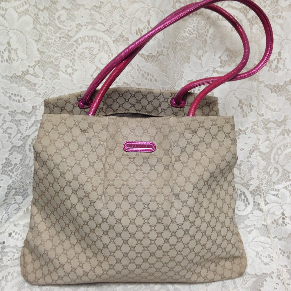 Celine, Cream Macadam Handbag-Shoulder Bag