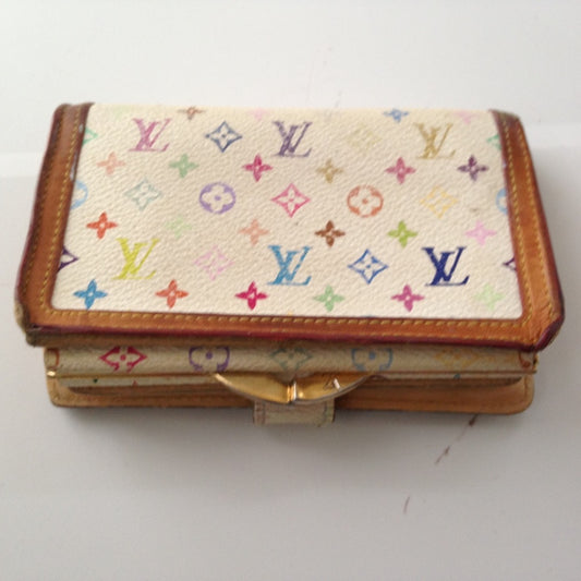Louis Vuitton Multi-color White Kisslock Wallet