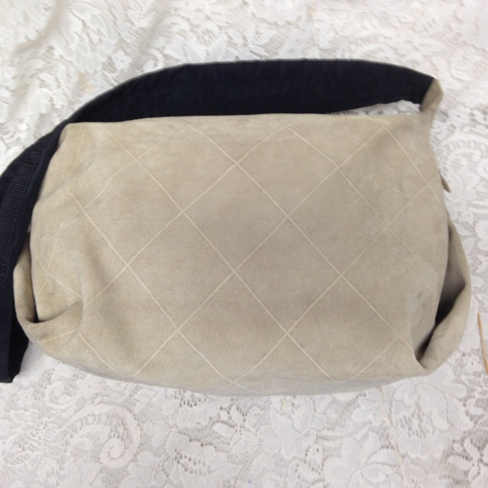 Chanel Khaki Suede Leather Weekend Crossbody