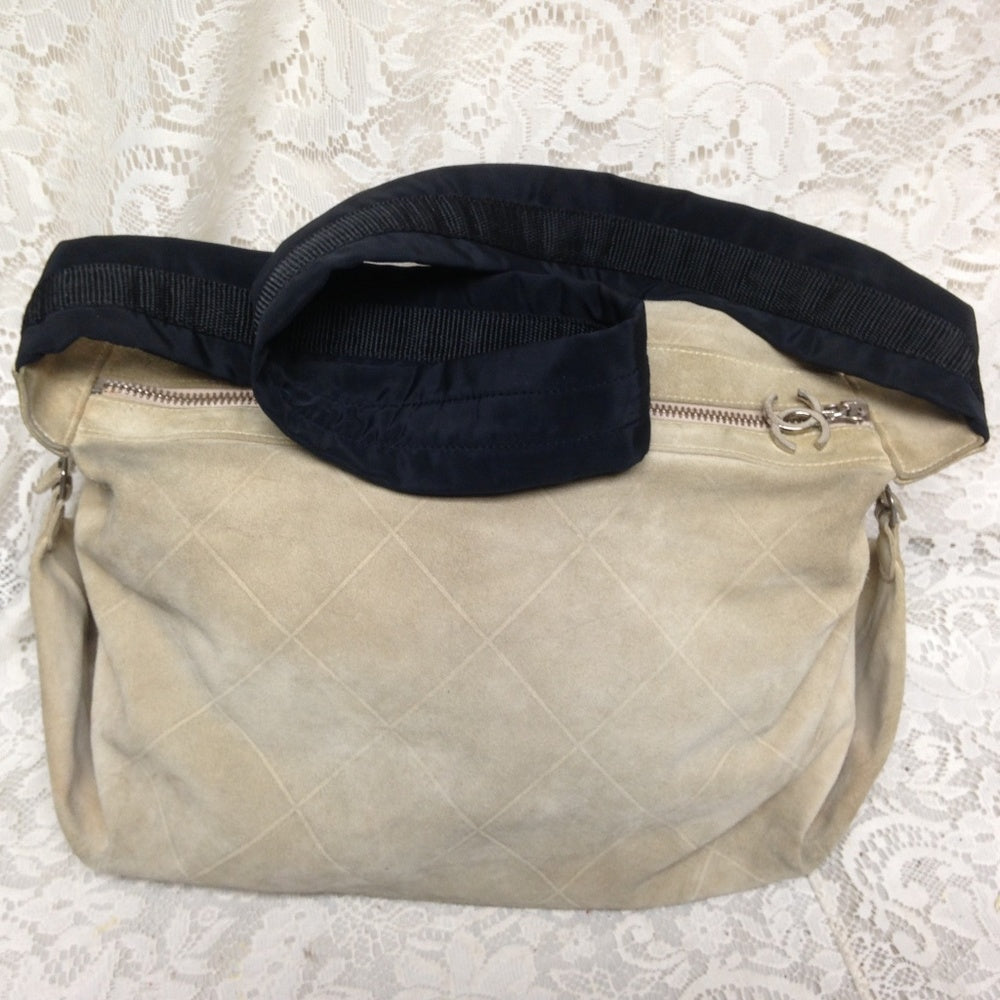 Chanel Khaki Suede Leather Weekend Crossbody