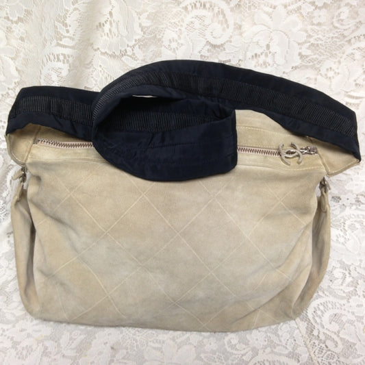Chanel Khaki Suede Leather Weekend Crossbody