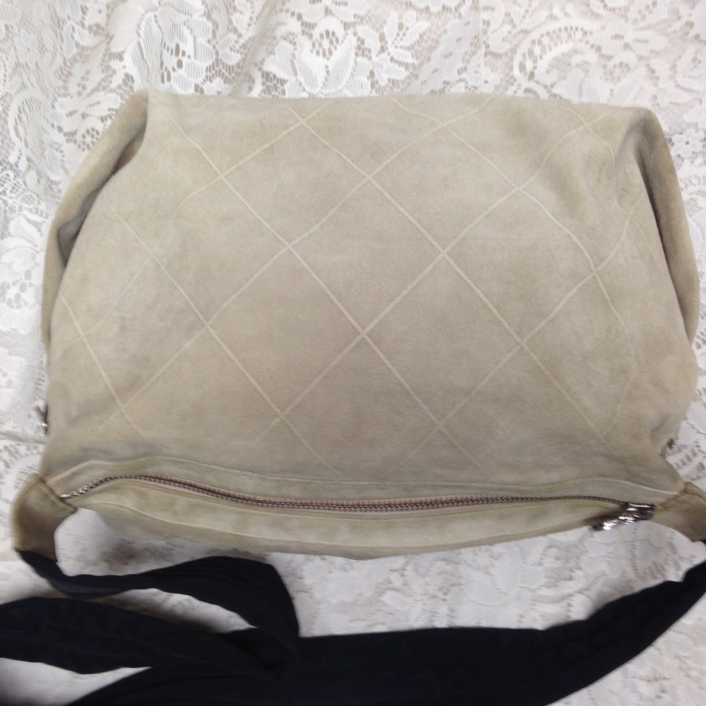 Chanel Khaki Suede Leather Weekend Crossbody