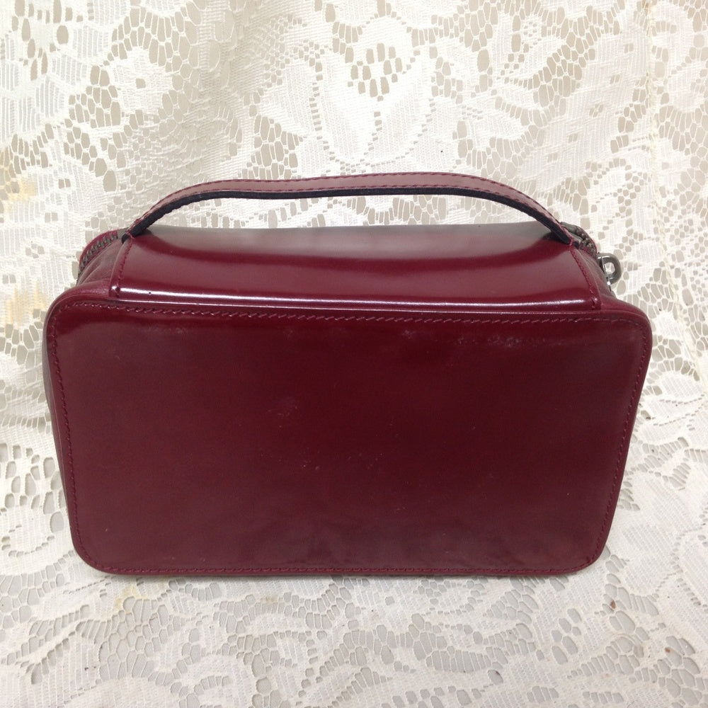 Celine, Burgundy Leather  2-way Cosmetic Pouch-Cro