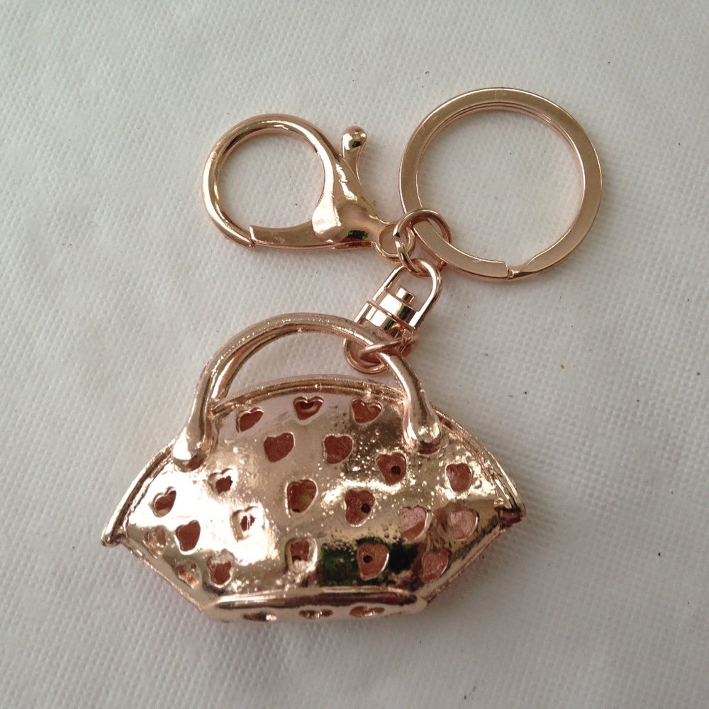 2-Way Red-White Enamel on Metal Handbag Charm- Key Chain
