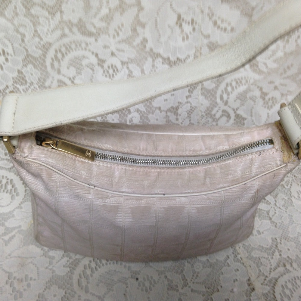 Chanel Beige Jacquard Small Hand Bag 9in x  6in  x
