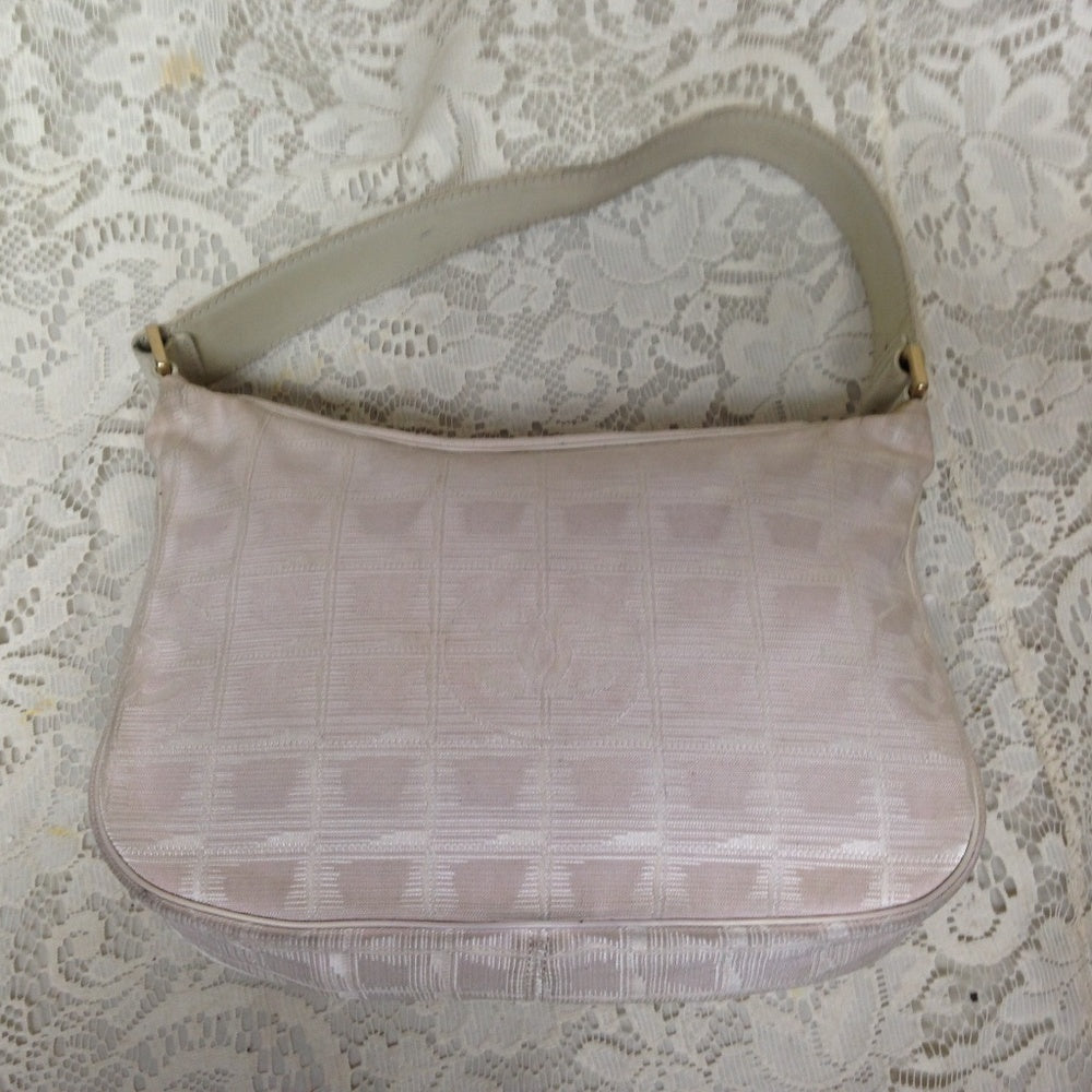 Chanel Beige Jacquard Small Hand Bag 9in x  6in  x