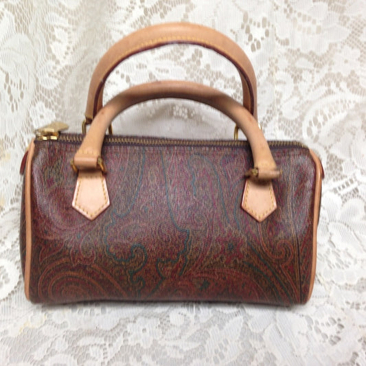 Etro, Italy, Burgundy Paisley Mini Speedy Style Ha