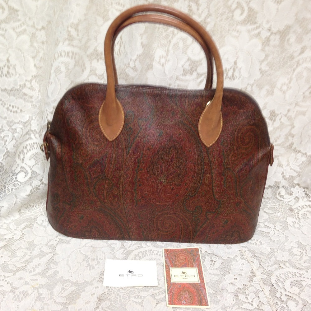 Etro, Italy, Burgundy Paisley Alma Style Handbag
