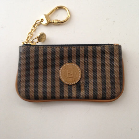 Fendi Italy, Pekin Stripes Coin Purse-Key Case