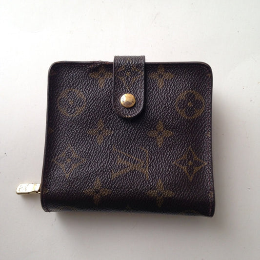 Louis Vuitton Brown Mono Compact Zip Pocket Wallet