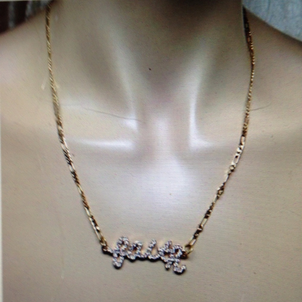 FAITH Rhinestone 20in Gold Filled Chain Necklace