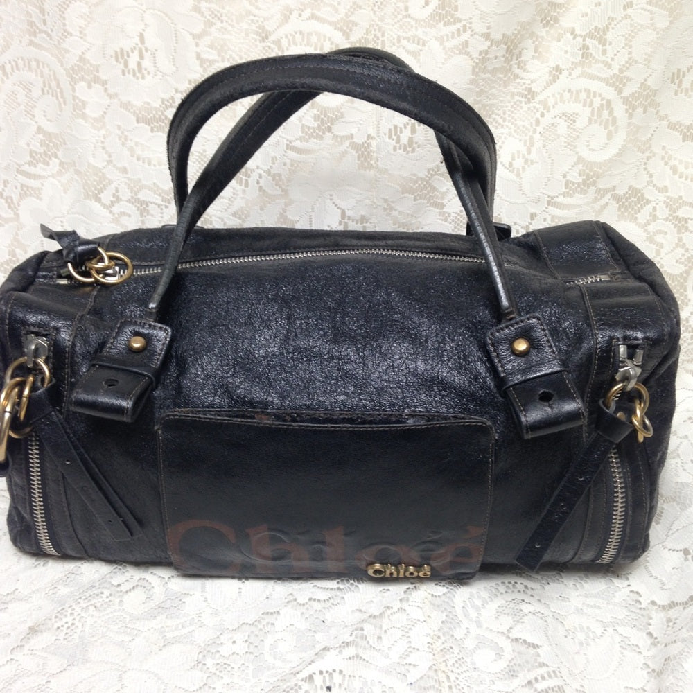 Chloe Black Distressed Leather Hand Bag