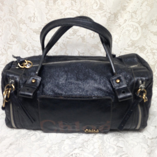 Chloe Black Distressed Leather Hand Bag