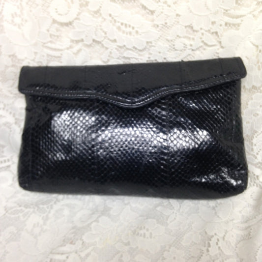 Elegant Genuine Black Snakeskin Clutch