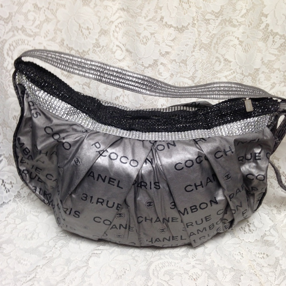 Chanel Silver-Black Weekend-Beach Crossbody