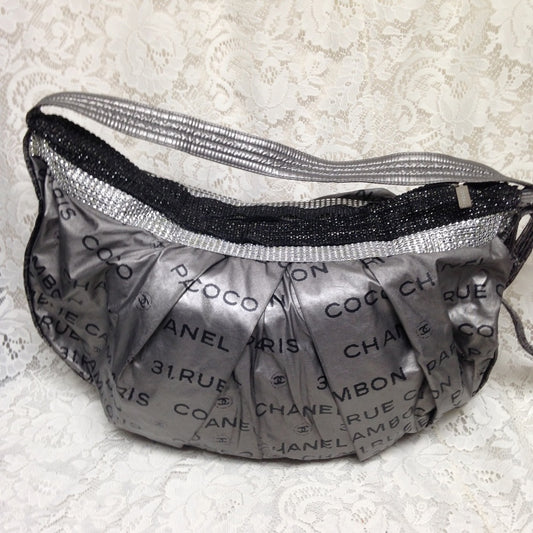 Chanel Silver-Black Weekend-Beach Crossbody