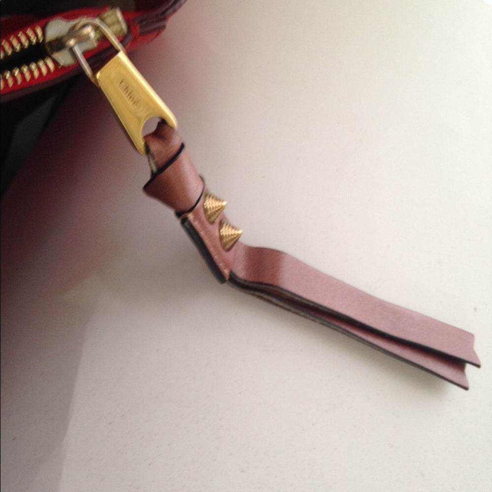 Chloe Large Red Leather Shoulder Bag