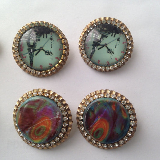 Vintage, 1950s, Star 2Prs Gold Tone, Clip Earrings