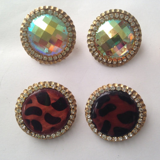 Vintage, 1950s Star, 2prs Gold Tone, Clip Earrings