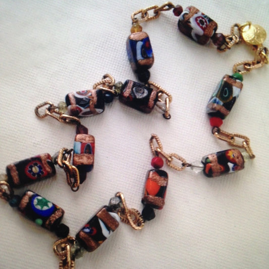 Vintage Murano Art Glass Beads 20in Necklace