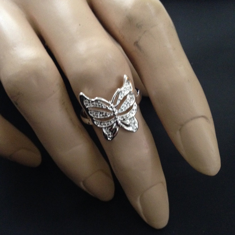 Vintage, 925 Silver Butterfly Ring (Size 6-7)