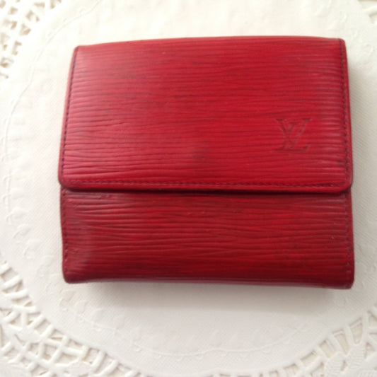 Authentic, Louis Vuitton Red Epi Leather Wallet