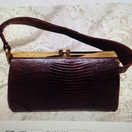Vintage, Marshall Fields Dark Brown Lizard Handbag