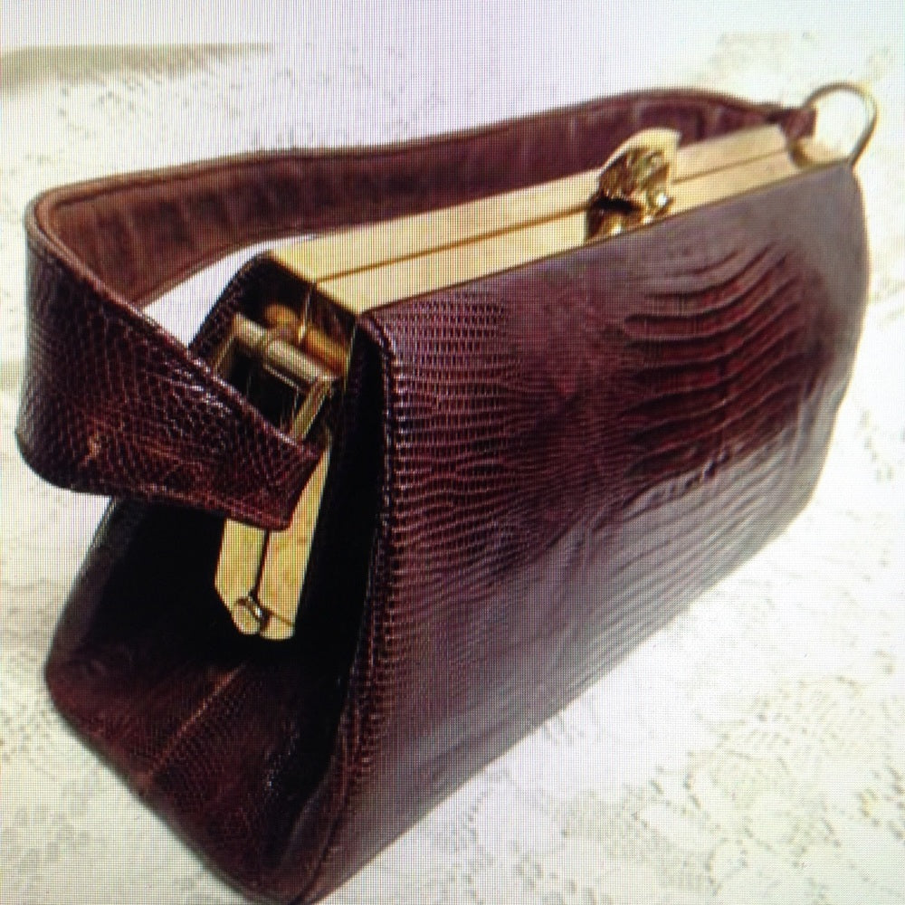 Vintage, Marshall Fields Dark Brown Lizard Handbag