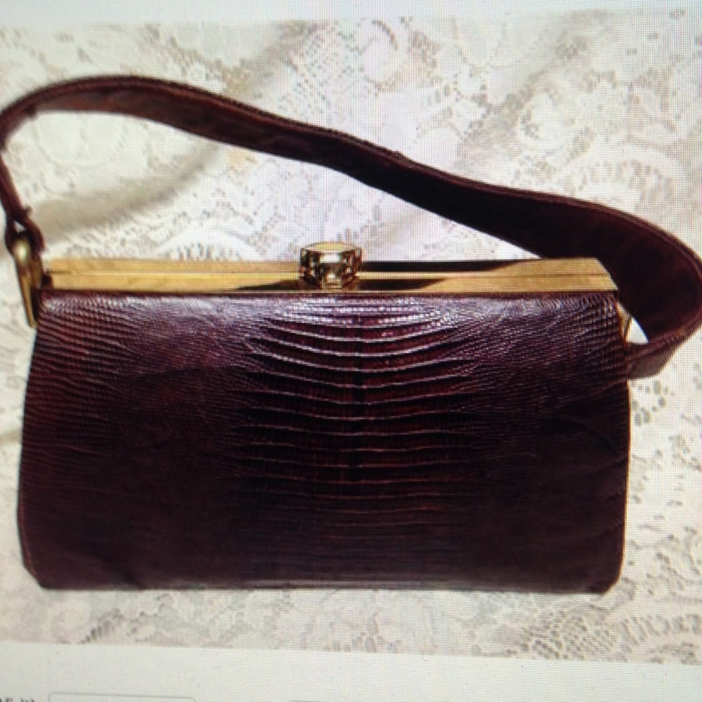 Vintage, Marshall Fields Dark Brown Lizard Handbag