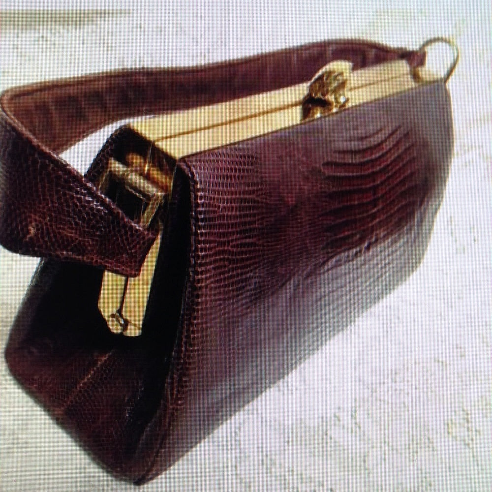 Vintage, Marshall Fields Dark Brown Lizard Handbag