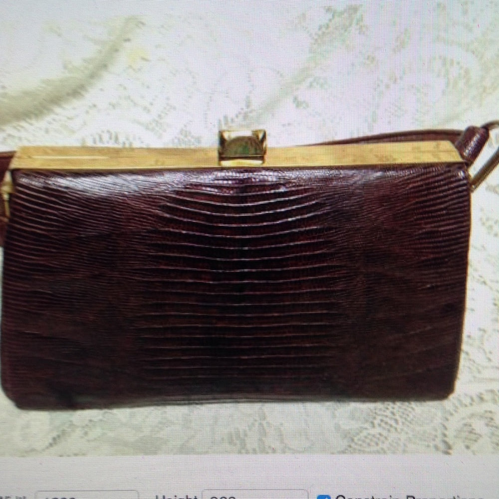 Vintage, Marshall Fields Dark Brown Lizard Handbag