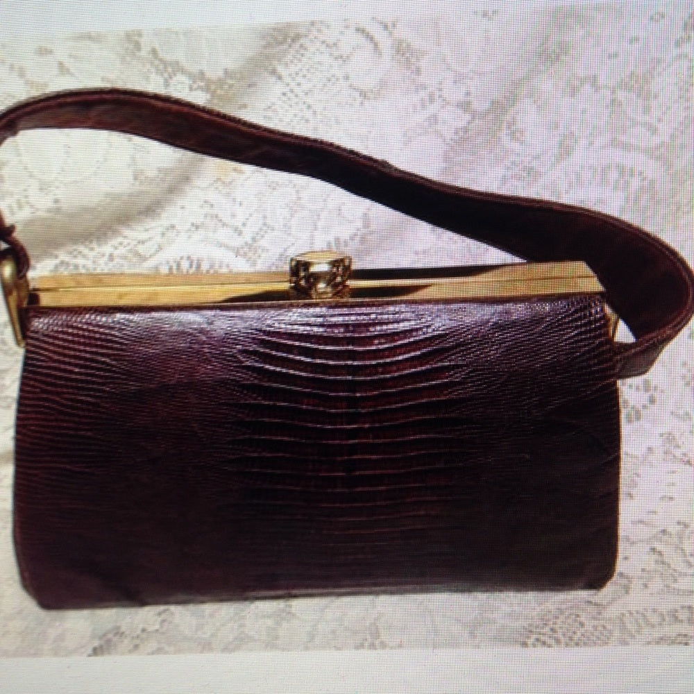 Vintage, Marshall Fields Dark Brown Lizard Handbag
