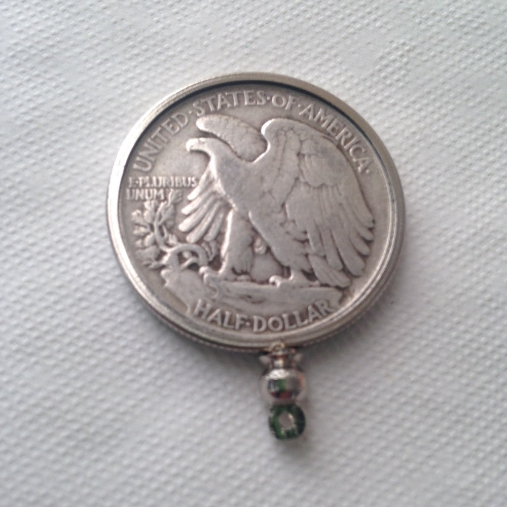 1944 Silver Half Dollar Coin, 18in 925 Chain