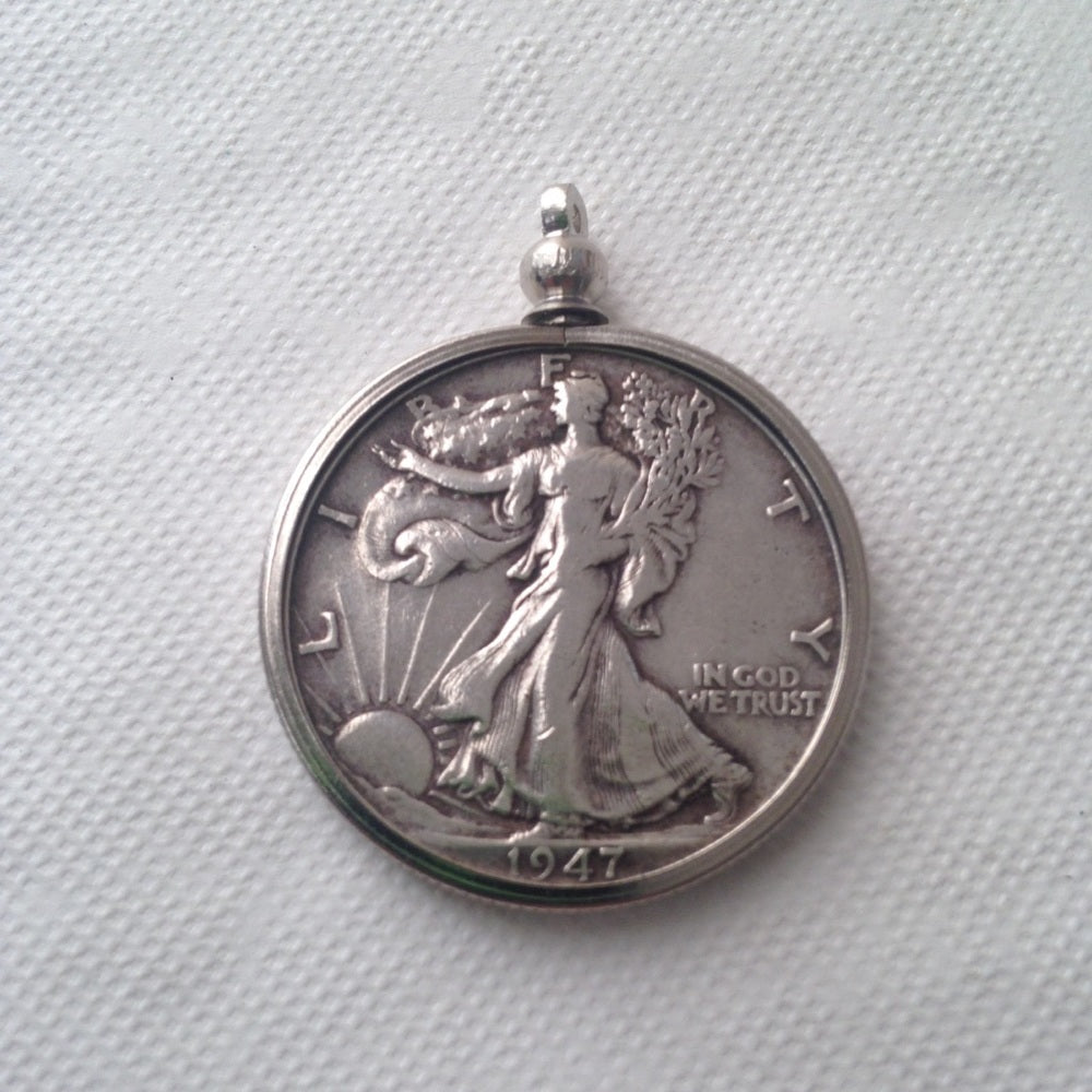 1947Silver Half Dollar Coin, 18in 925 Chain