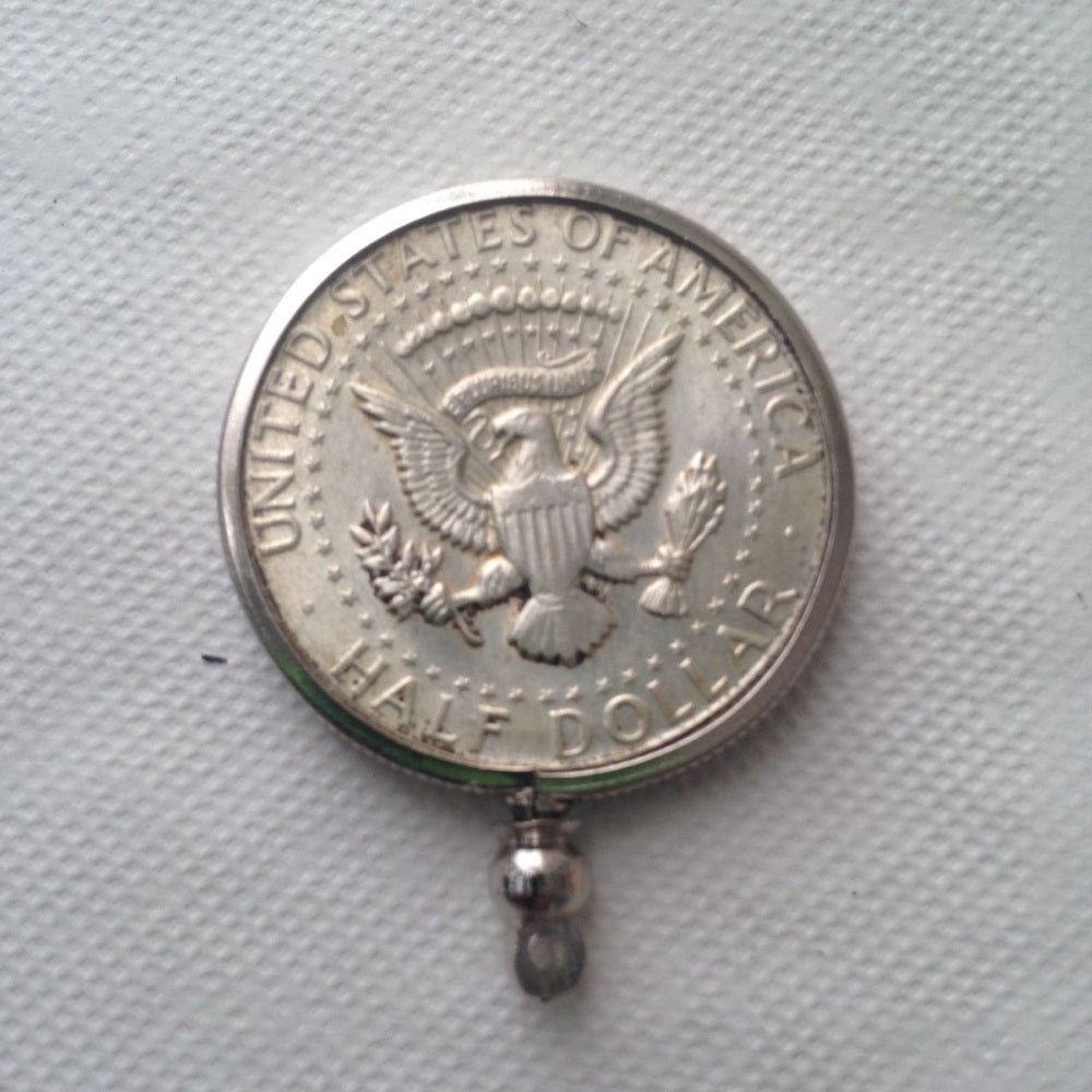 1966 40% Silver Half Dollar Coin, 18in 925 Chain