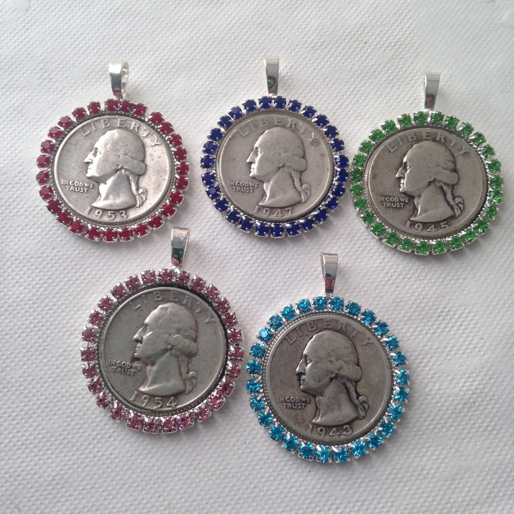 1946 Silver Quarter Dollar Coin, 16in 925 Chain